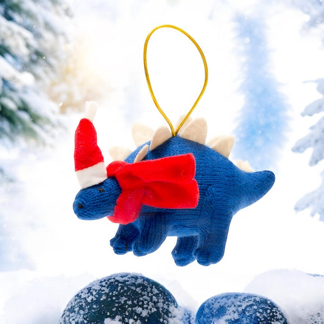 Knitted Stegosaurus Dinosaur Christmas Decoration