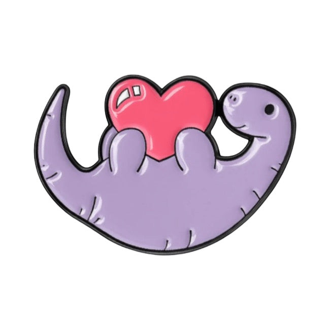 Love Heart Diplodocus Pin Badge