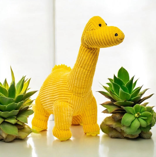 Corduroy Diplodocus Dinosaur Soft Toy Sunshine Yellow