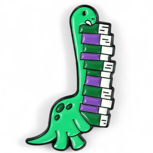 Bookosaurus Pin Badge (Brontosaurus Carrying Books)