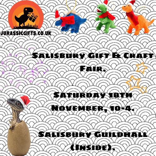 Christmas Craft and Gift Fair - Salisbury Guildhall. - 18th November 2023 Salisbury Guildhall Mynt craft and gift fair from 10 to 4 on Saturday 18th November.  Many crafts and gifts including our knitted dinosaurs, dinosaur toys, dinosaur Xmas decorations, dinosaur Christmas stockings plus many more dinosaur themed gifts, toys and crafts